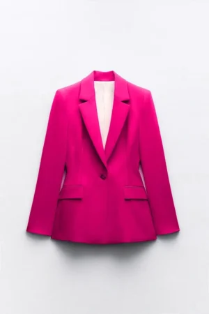 pink lapel collar blazer set with matching pants