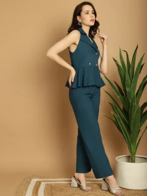 women stylish blazer top and trouser pairing